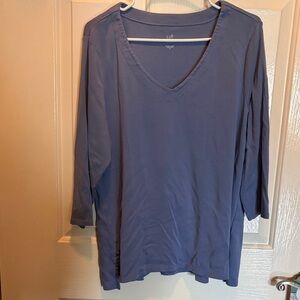 I. Jill XL Pima 3/4 Sleeve V-Neck Top